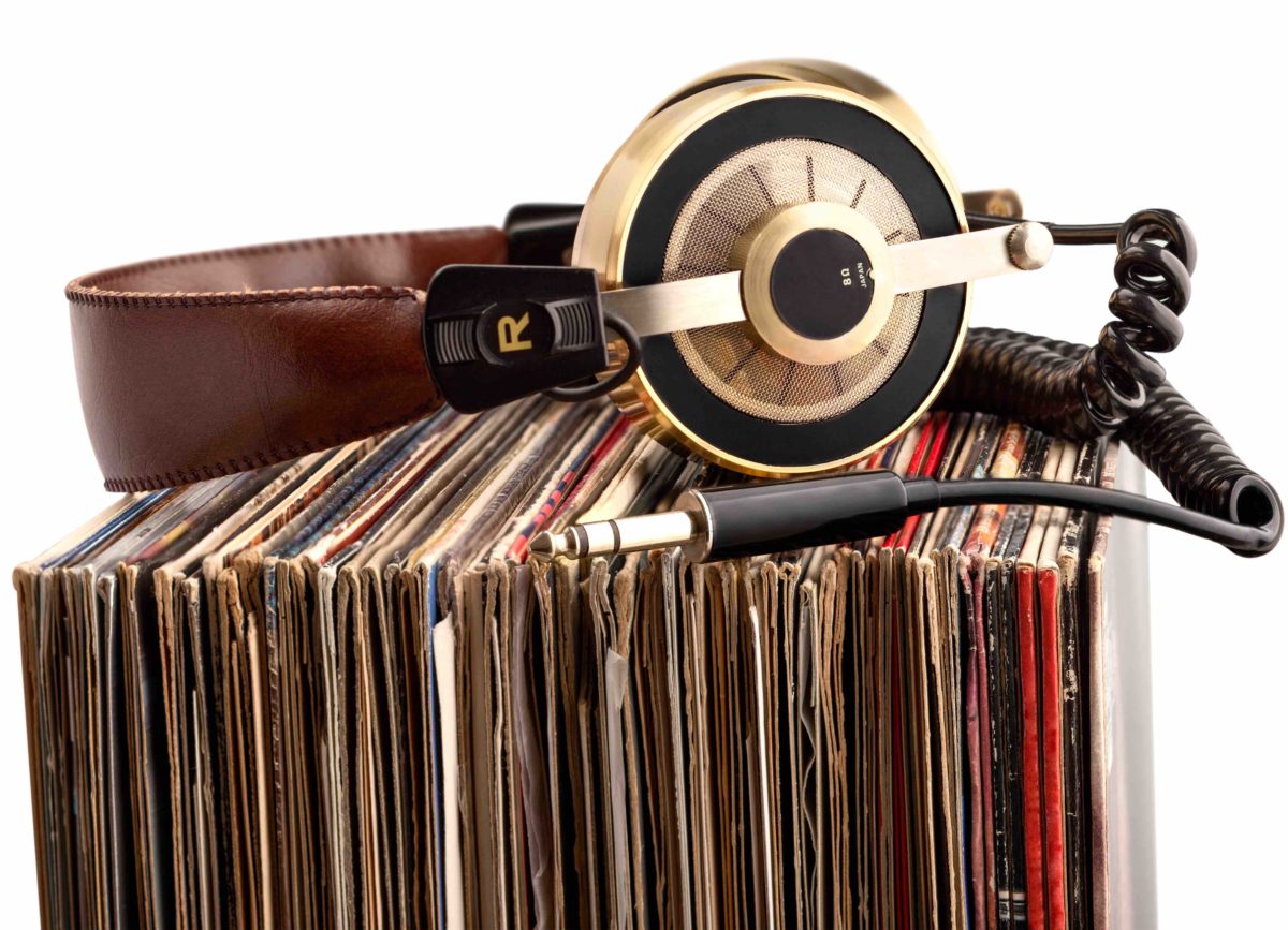 Headphones and vinyl records
